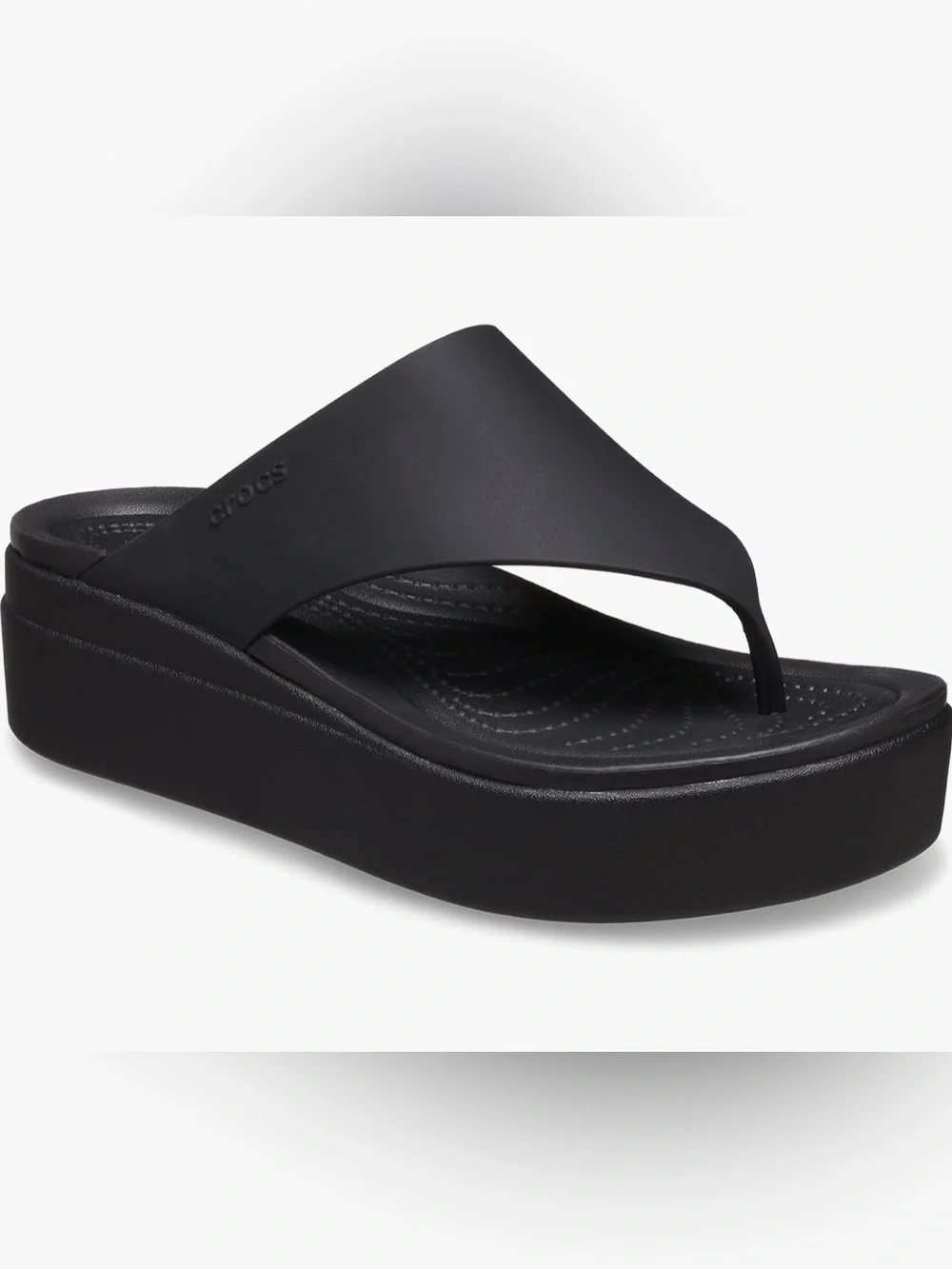 NWOT CROCS Brooklyn Black Platform Thong Sandals